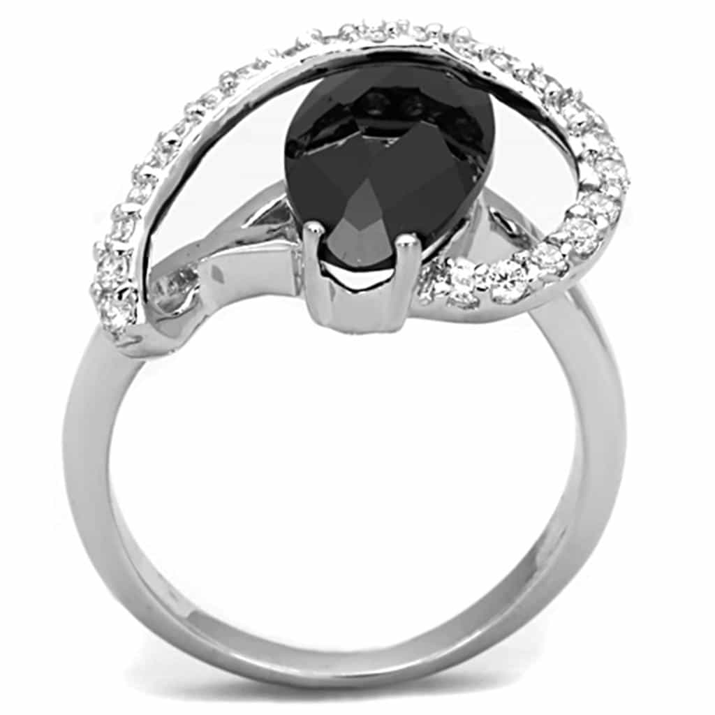 Brass Black CZ Marquise Pave Teardrop Halo Ring view 6