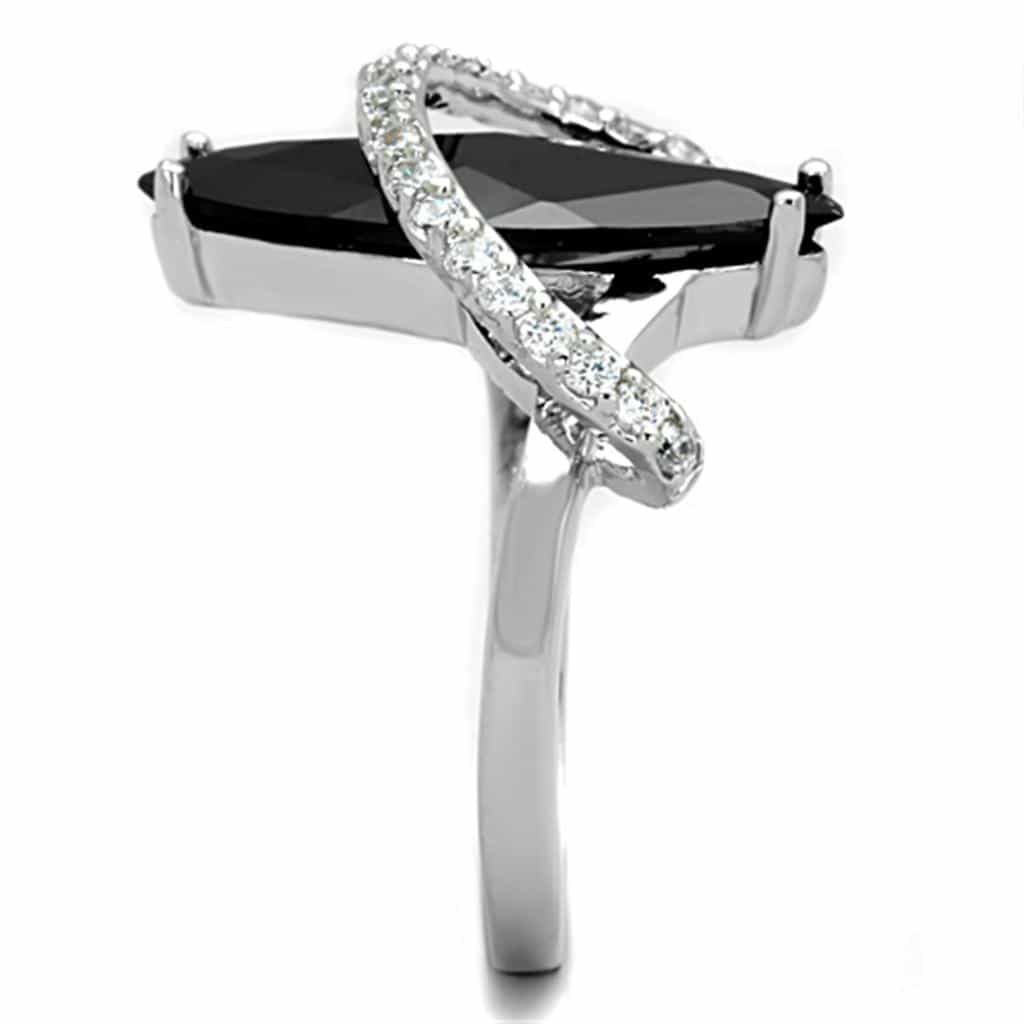 Brass Black CZ Marquise Pave Teardrop Halo Ring view 8