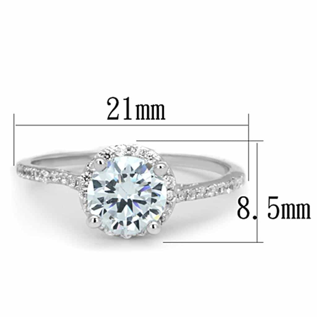 Brass CZ Round Halo Pave Band Solitaire Ring view 4