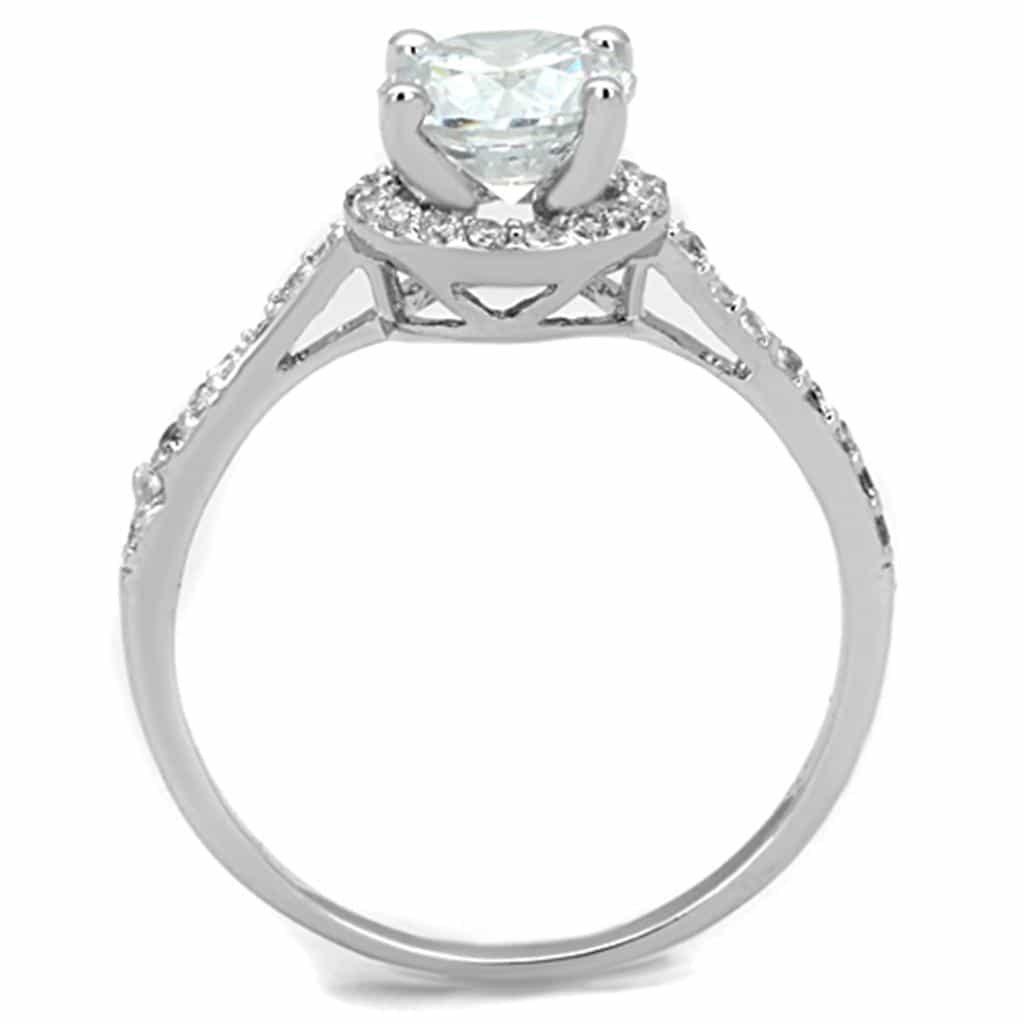 Brass CZ Round Halo Pave Band Solitaire Ring view 6