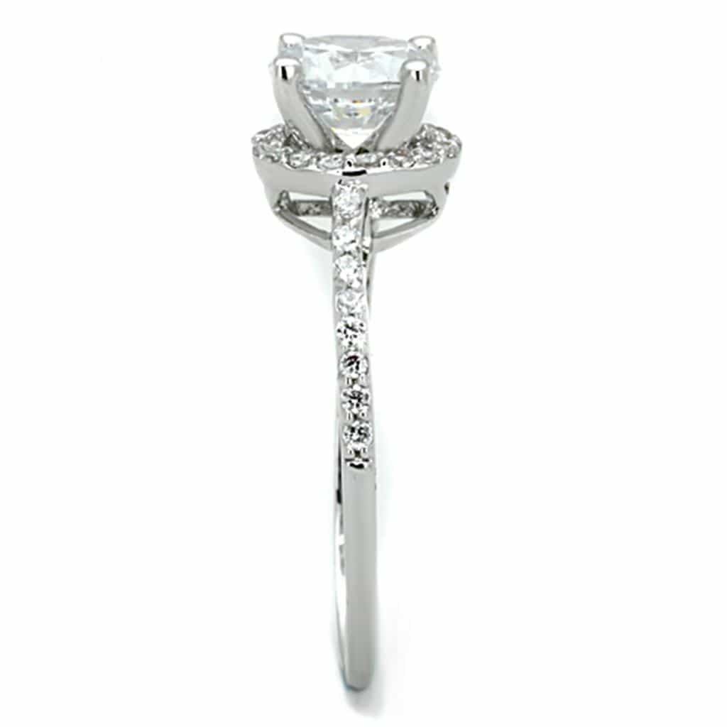 Brass CZ Round Halo Pave Band Solitaire Ring view 8