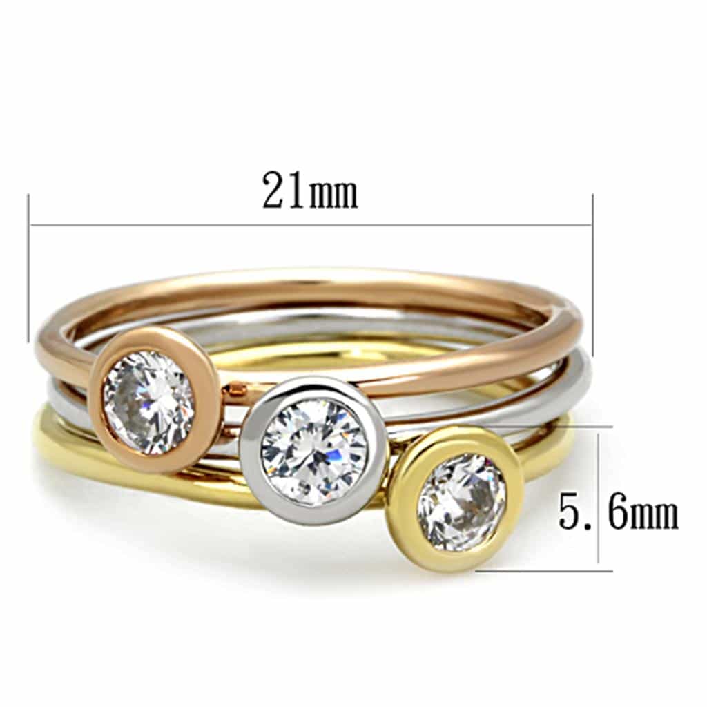 Brass Two-Tone CZ Bezel Double Bypass Ring view 4