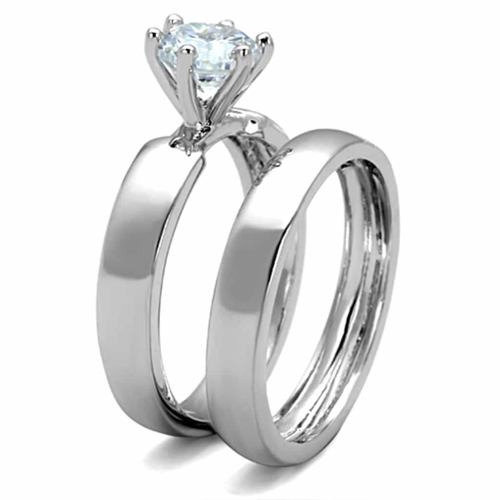 Brass CZ Round Solitaire Crown Prong Set Ring view 8