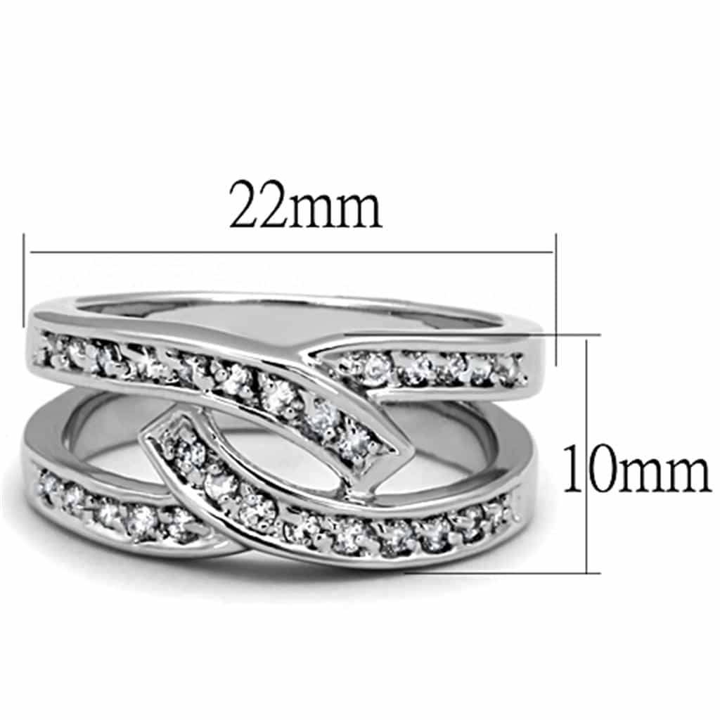 Brass CZ Pave Wave Leaf Crossover Wide Ring view 4