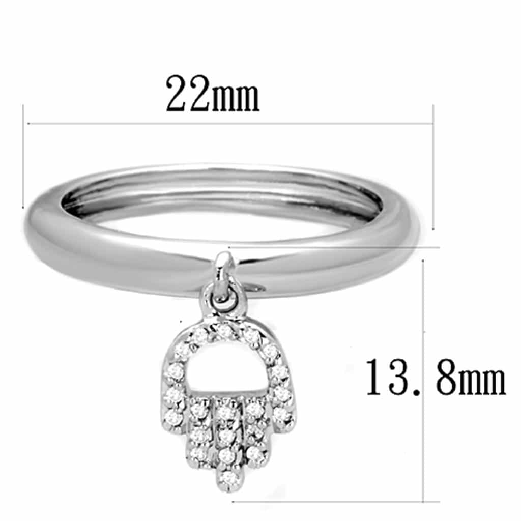 Brass CZ Pave Hamsa Hand Charm Open Ring view 4