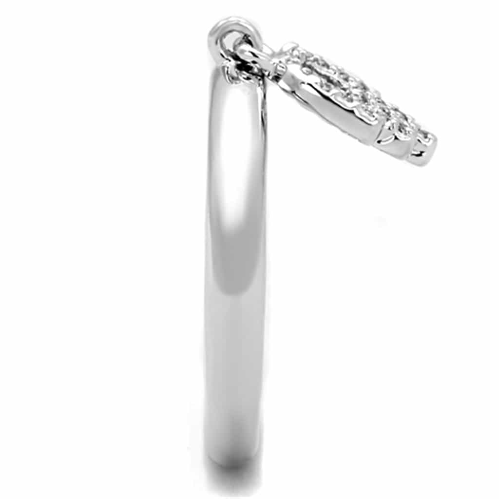 Brass CZ Pave Hamsa Hand Charm Open Ring view 8