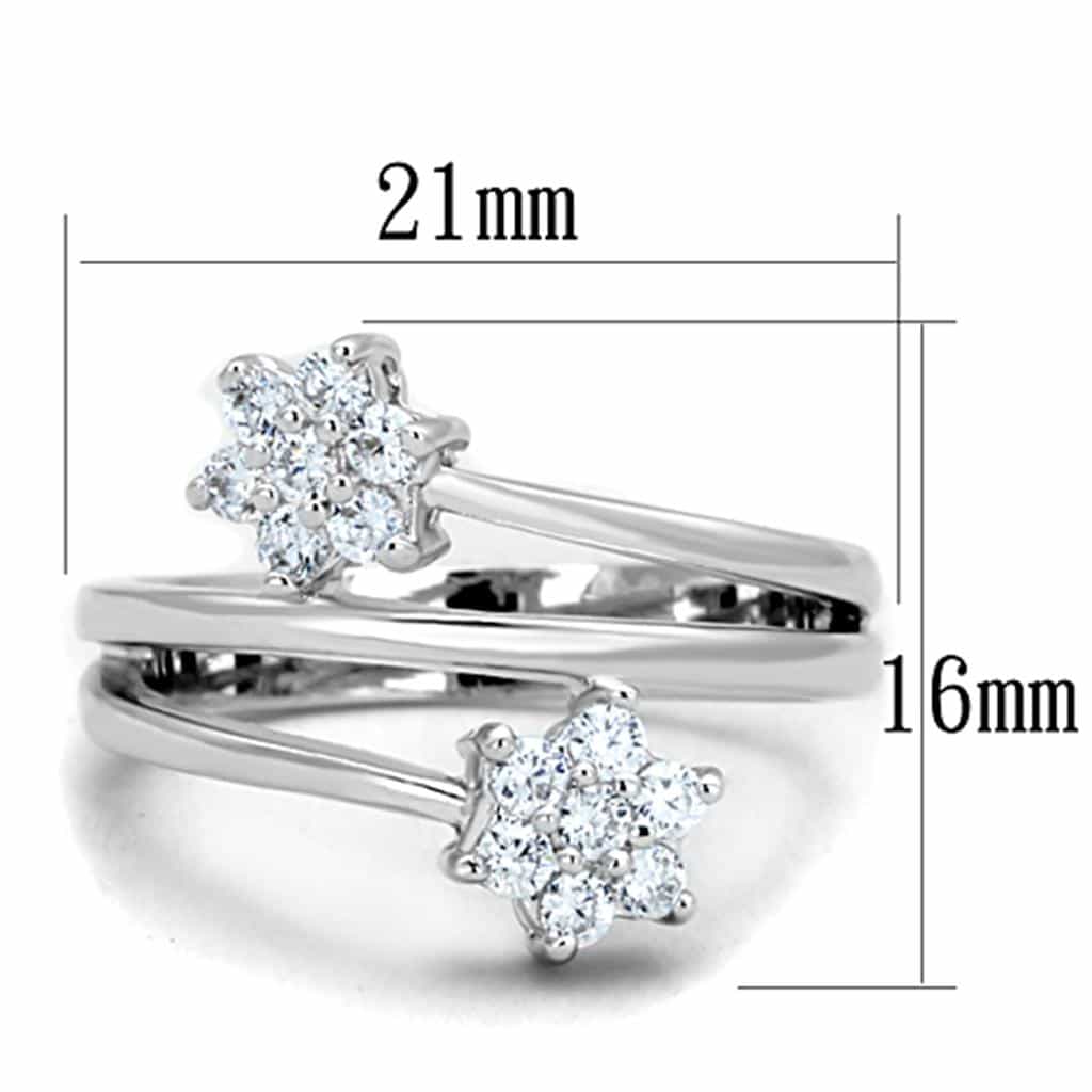 Brass CZ Round Cluster Flower Split Band Ring view 4