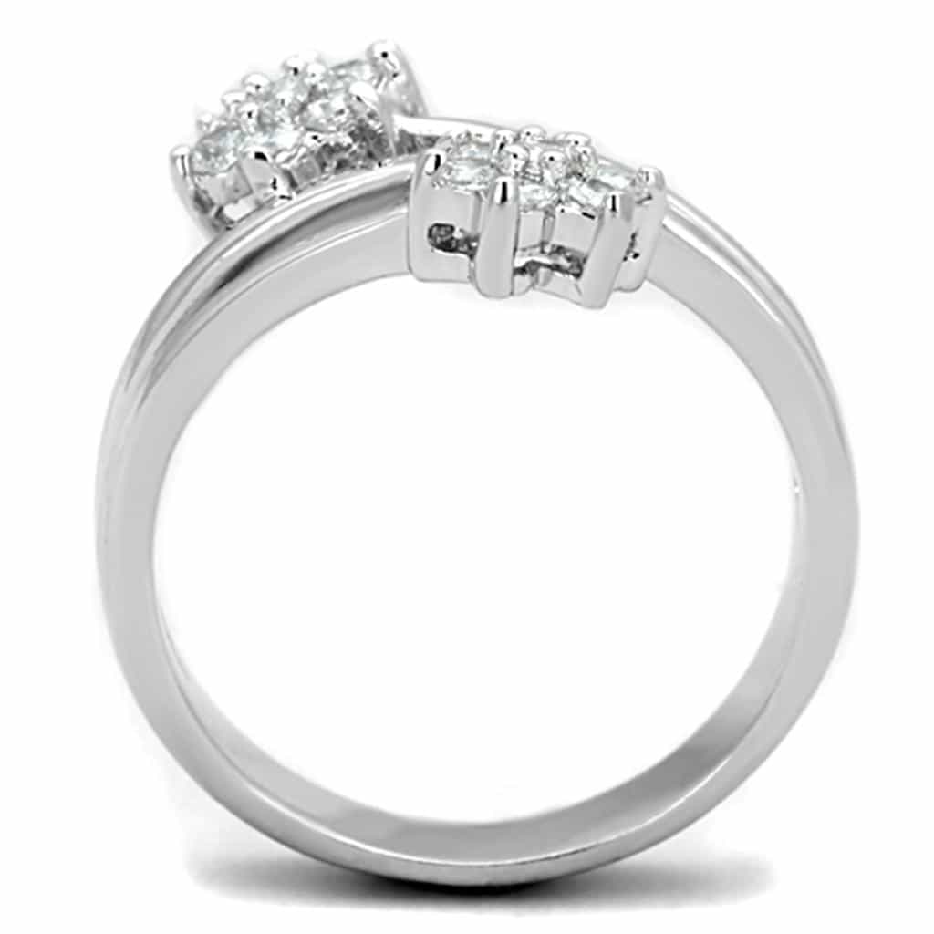 Brass CZ Round Cluster Flower Split Band Ring view 6