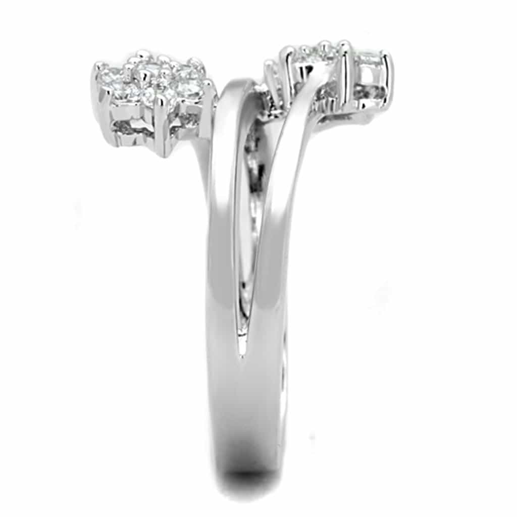 Brass CZ Round Cluster Flower Split Band Ring view 8