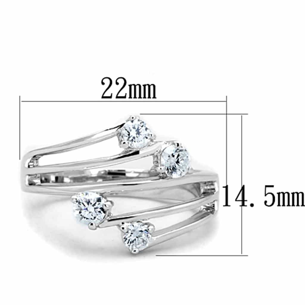 Brass CZ Round Triple Scattered Open Bypass Ring view 4
