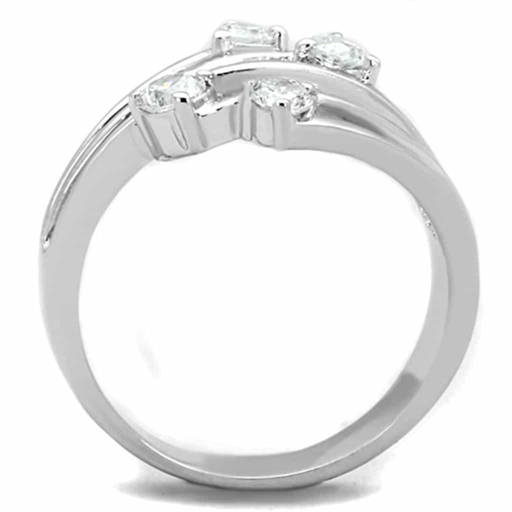 Brass CZ Round Triple Scattered Open Bypass Ring view 6