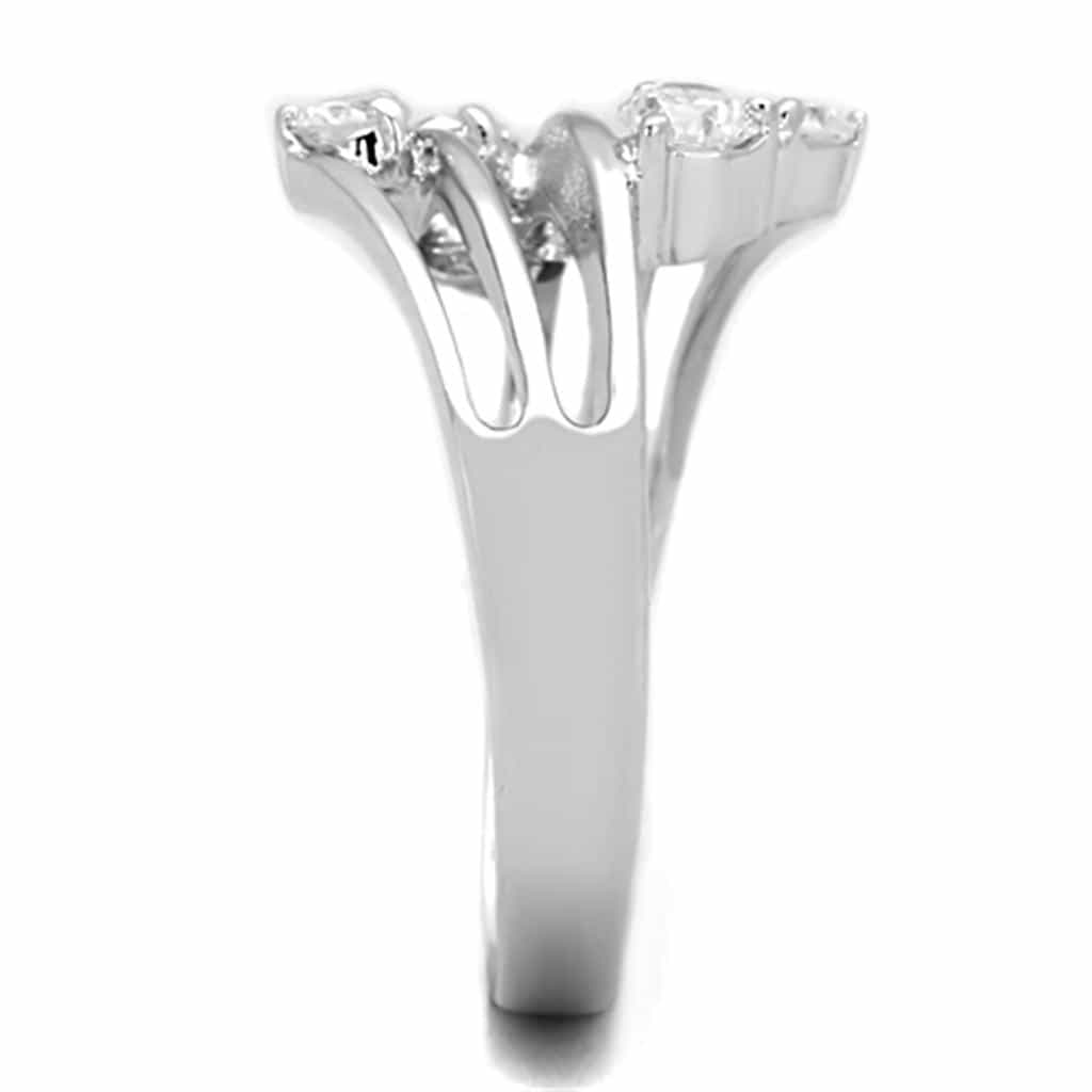 Brass CZ Round Triple Scattered Open Bypass Ring view 8