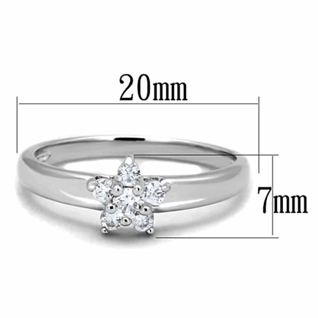 Brass CZ Round Cluster Flower Solitaire Band Ring view 4