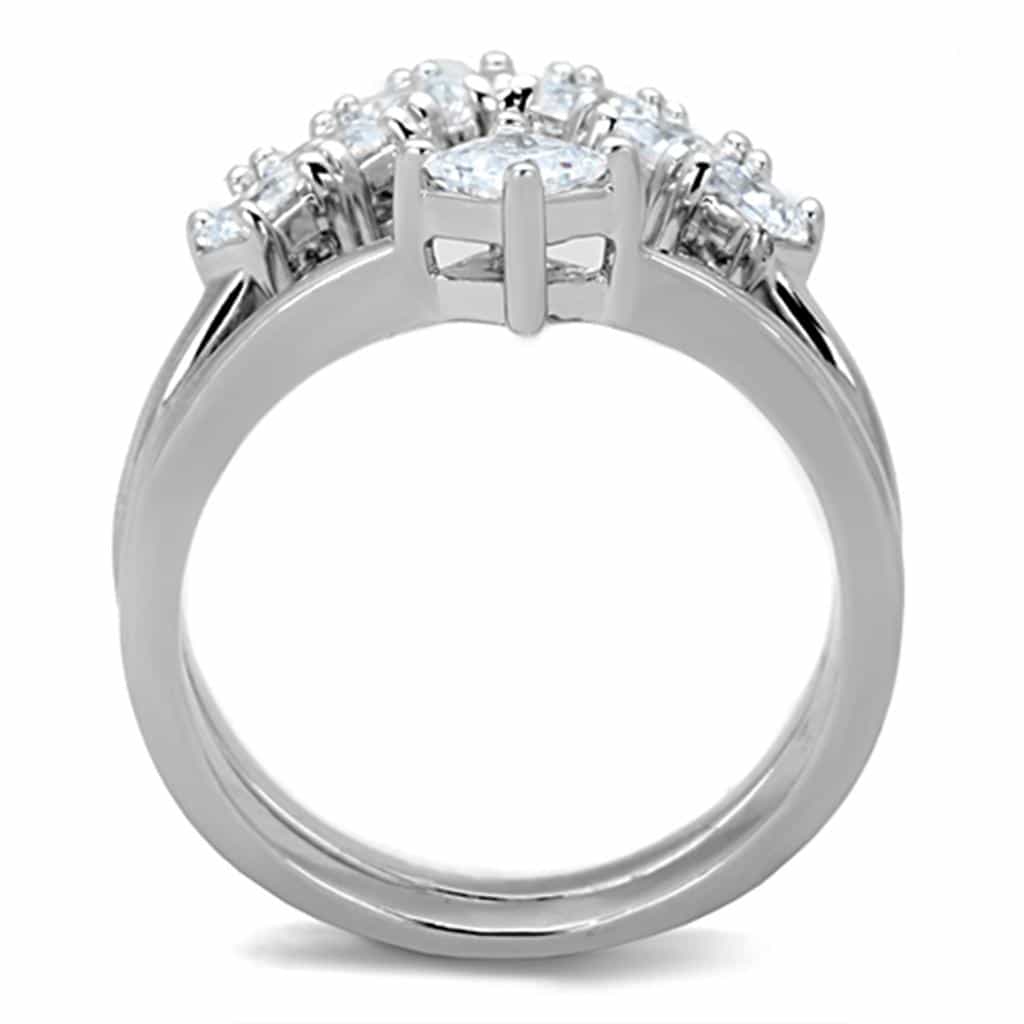 Brass CZ Princess Baguette V-Shape Set Ring view 6
