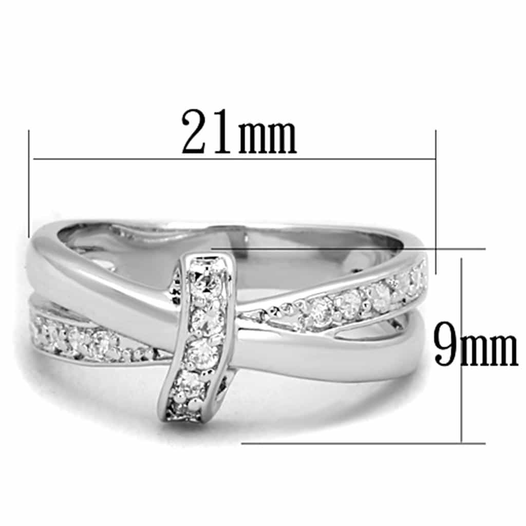 Brass CZ Pave Curved Bar Bypass Ring view 4