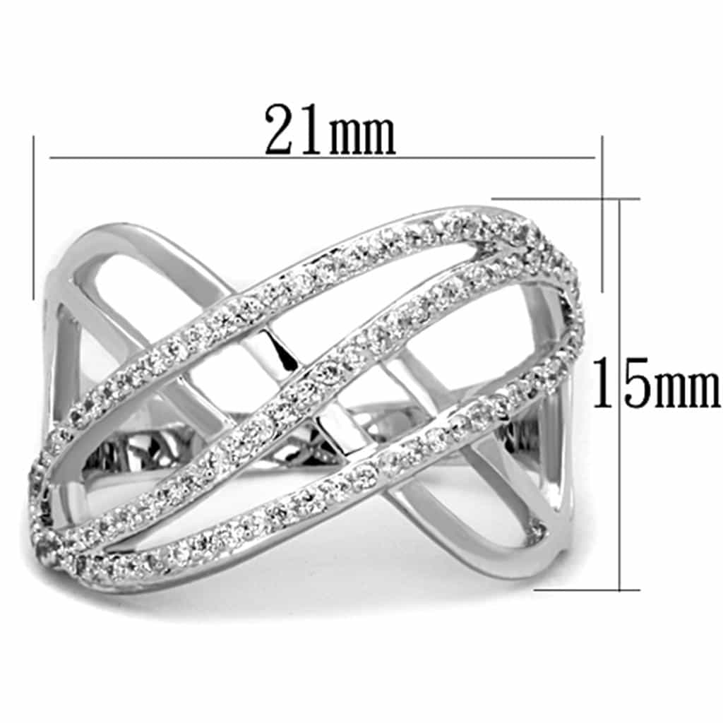 Brass CZ Pave Triple Wave Crossover Wide Ring view 4
