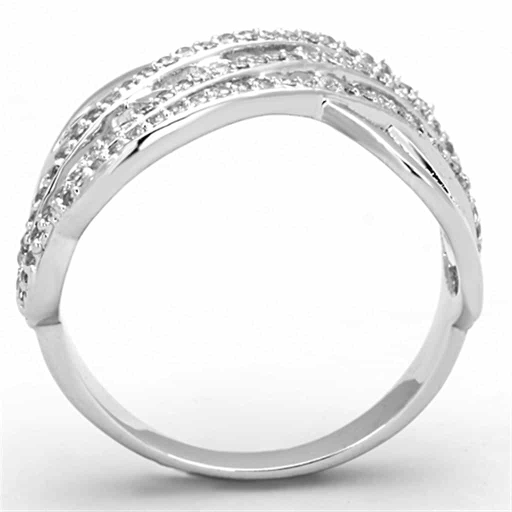 Brass CZ Pave Triple Wave Crossover Wide Ring view 6