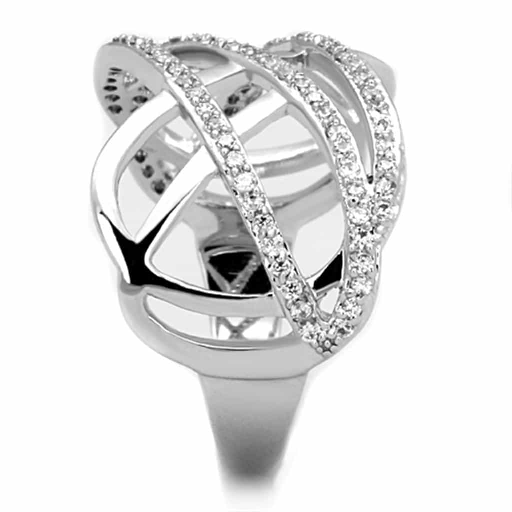 Brass CZ Pave Triple Wave Crossover Wide Ring view 8