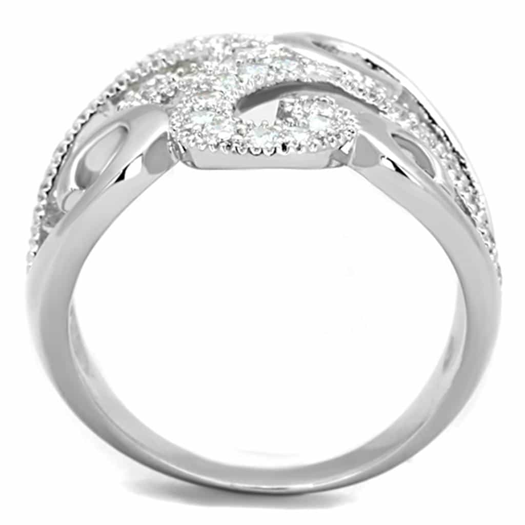 Brass CZ Pave Scroll Filigree Wide Dome Ring view 6