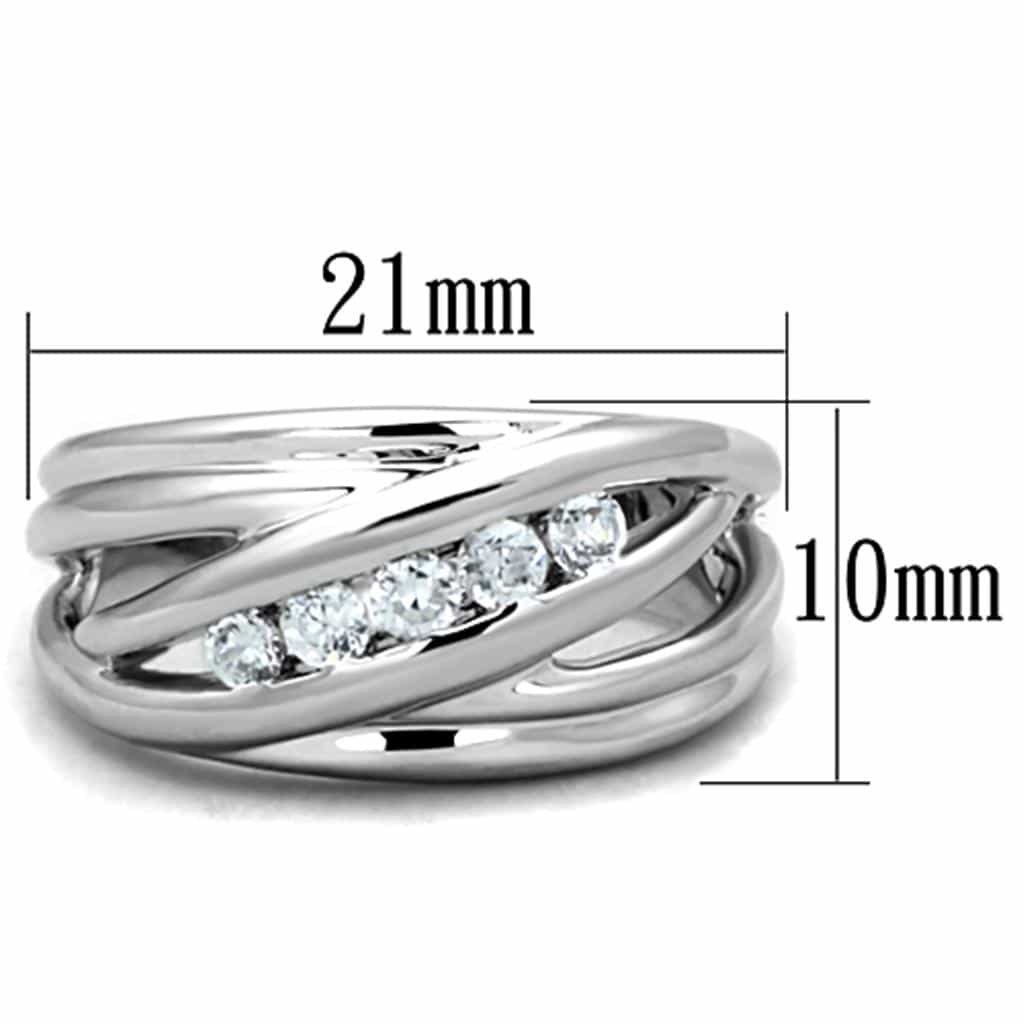 Brass CZ Channel Multi-Row Open Wave Wide Ring view 4