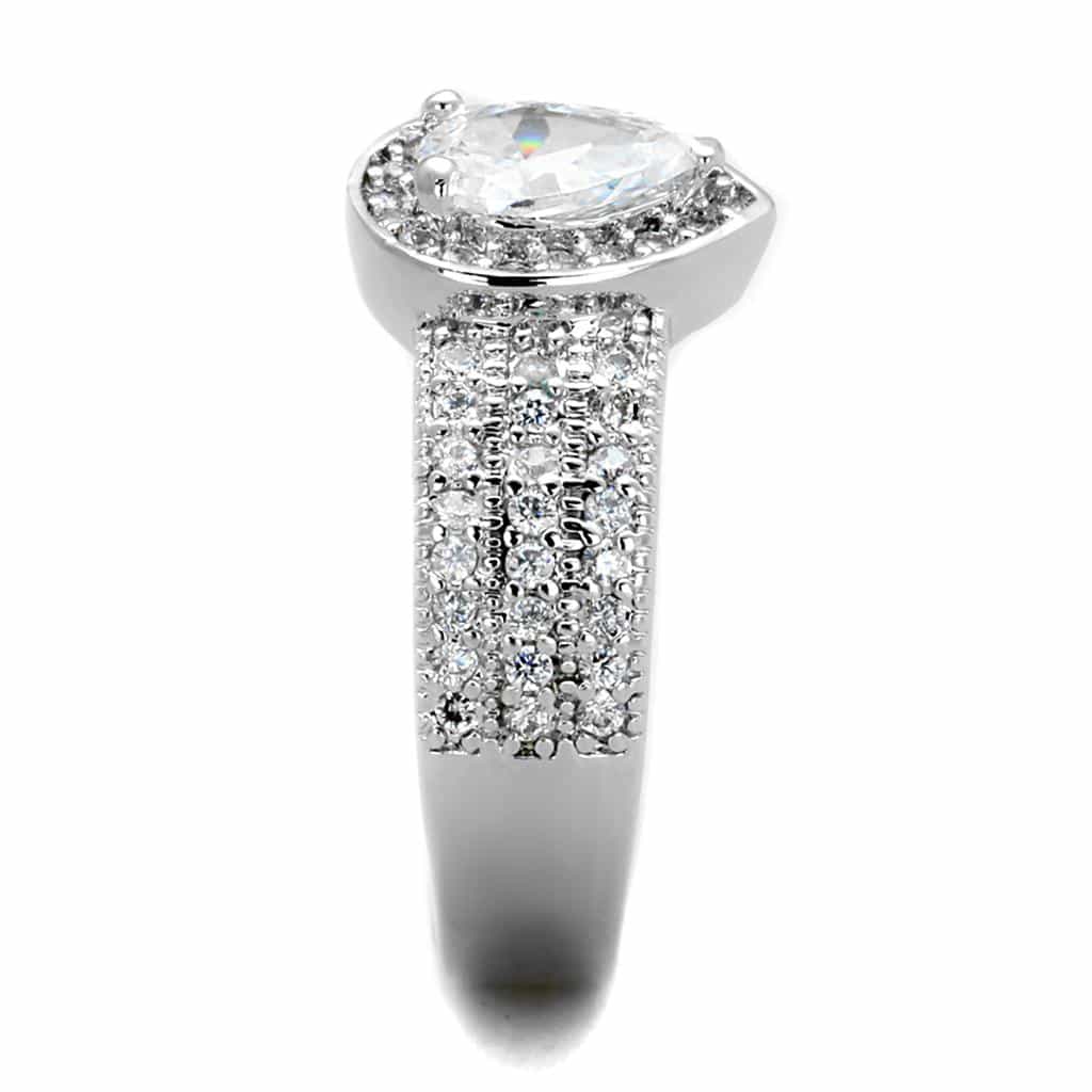 Brass CZ Pear Bezel Halo Pave Wide Band Ring view 8