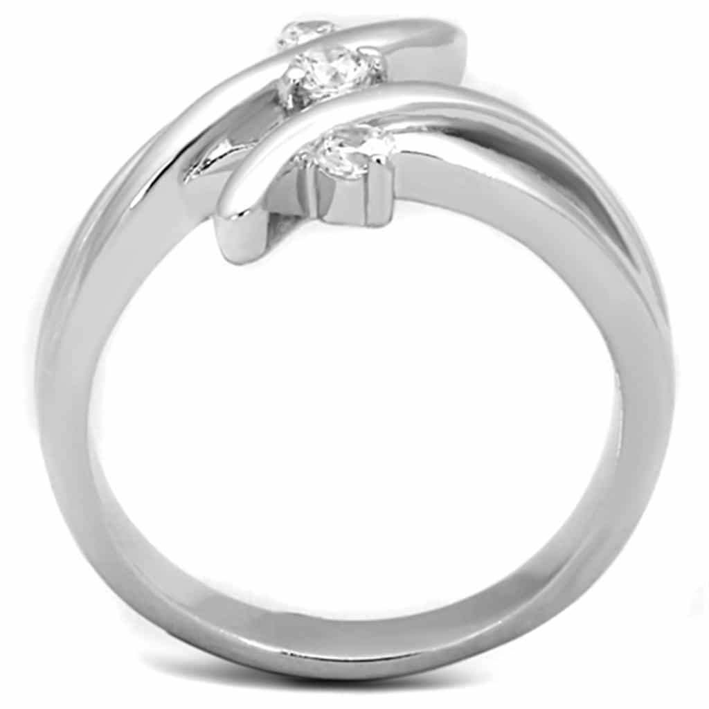 Brass CZ Round Double Scattered Open Bypass Ring view 6