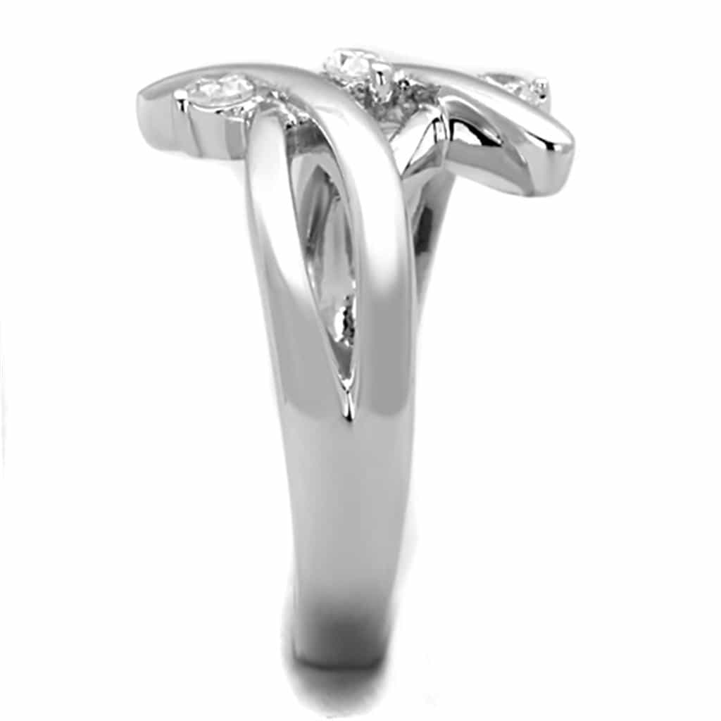 Brass CZ Round Double Scattered Open Bypass Ring view 8