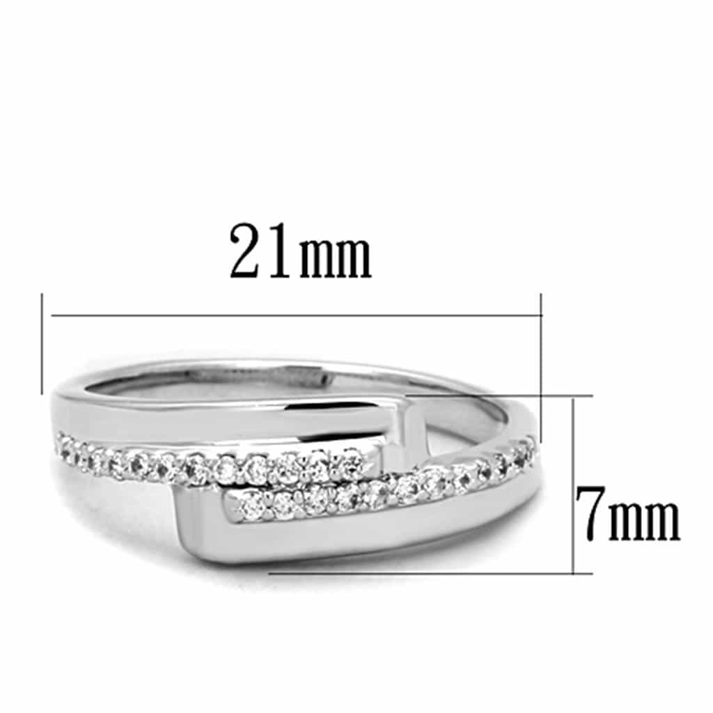 Brass CZ Pave Bar Buckle Geometric Band Ring view 4