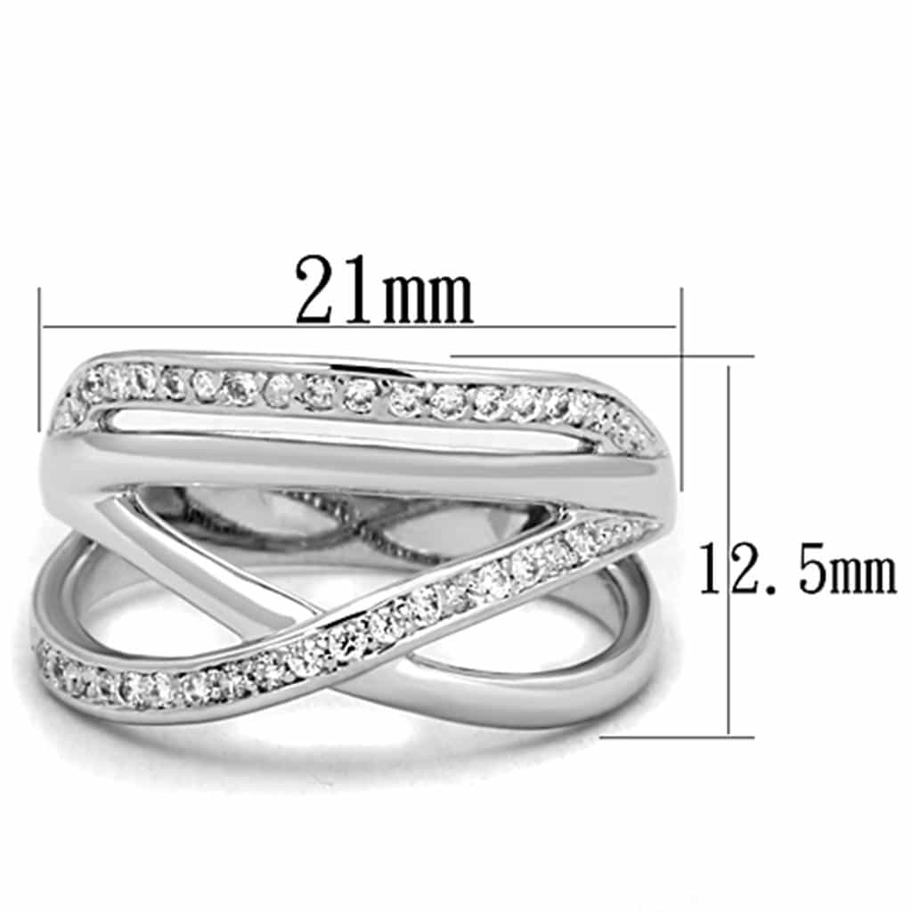 Brass CZ Pave Triple Crossover Wide Dome Ring view 4