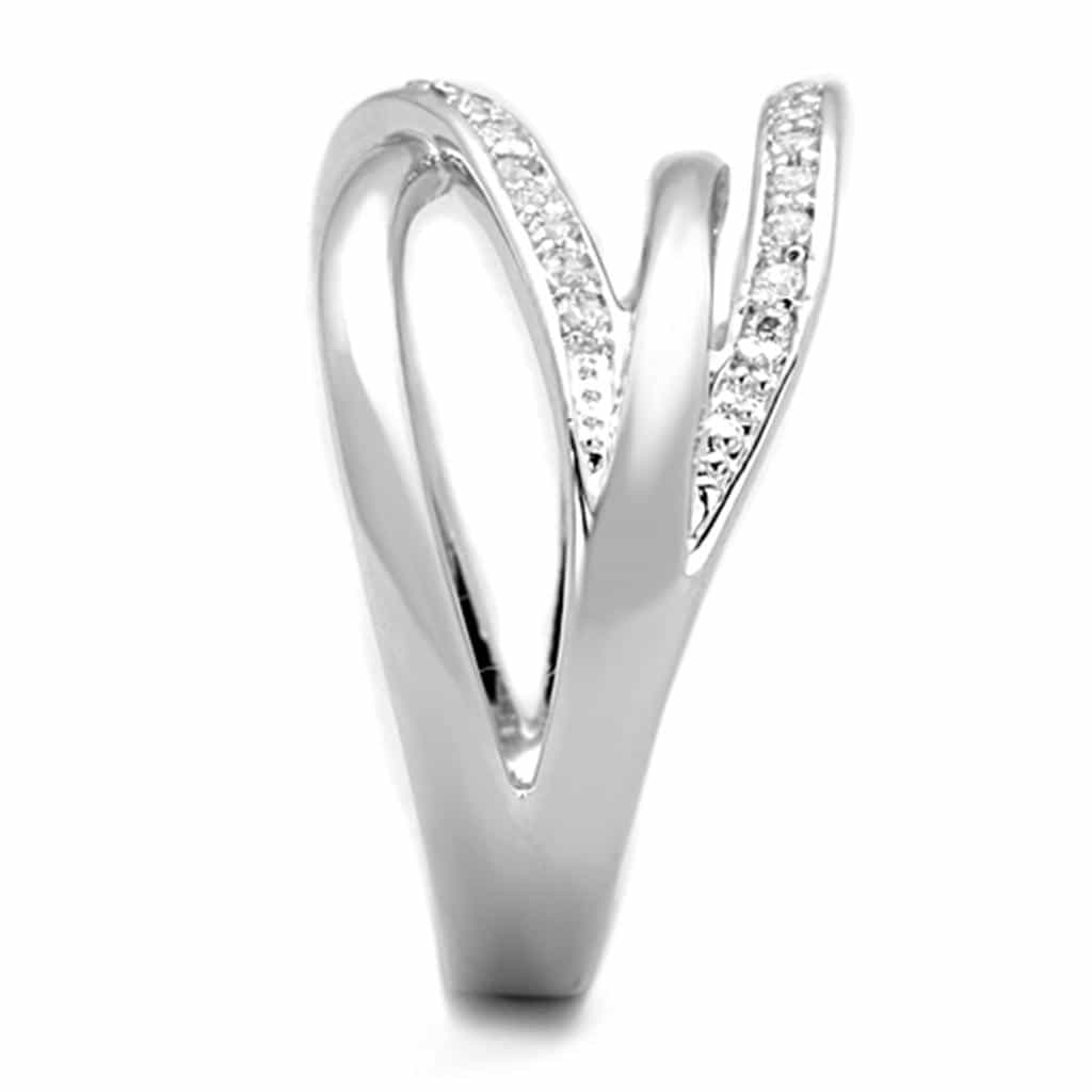Brass CZ Pave Triple Crossover Wide Dome Ring view 8