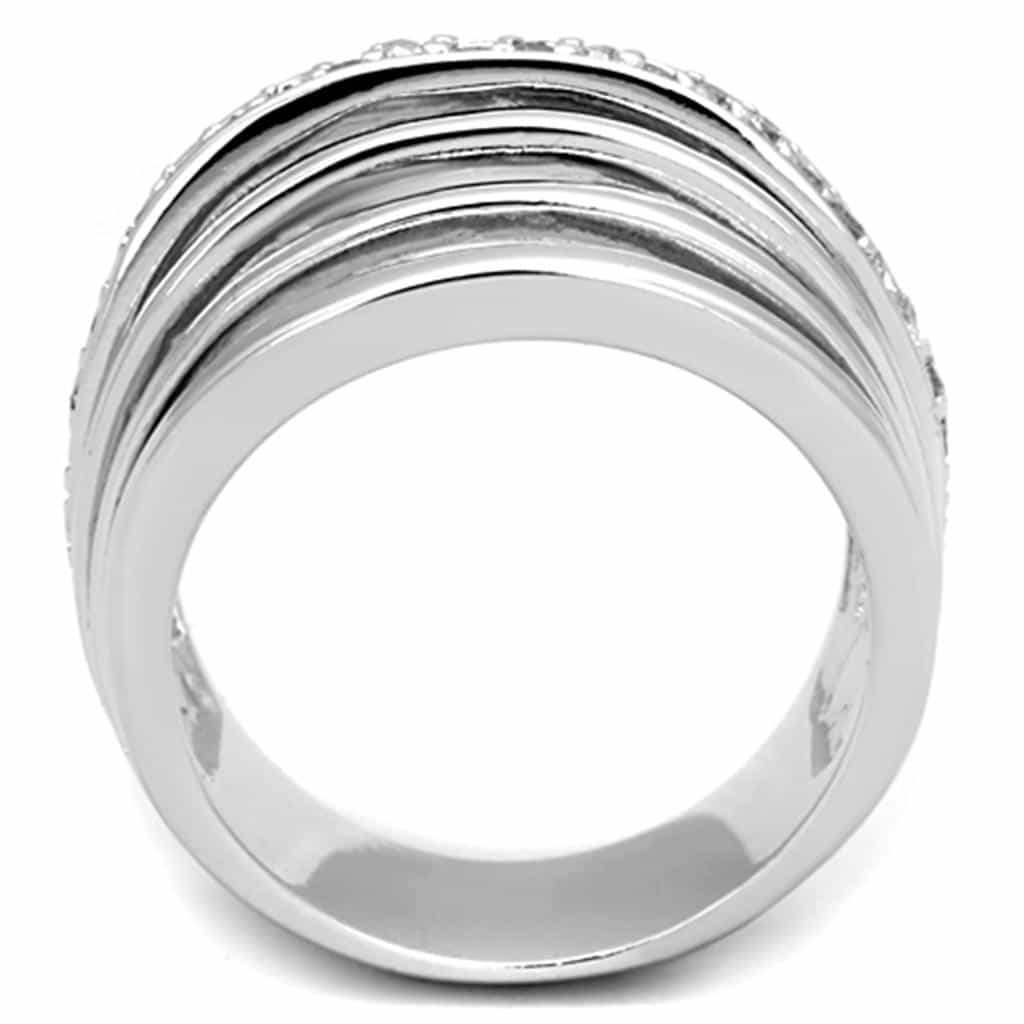 Brass CZ Channel Multi-Row Polished Wide Band Ring view 6