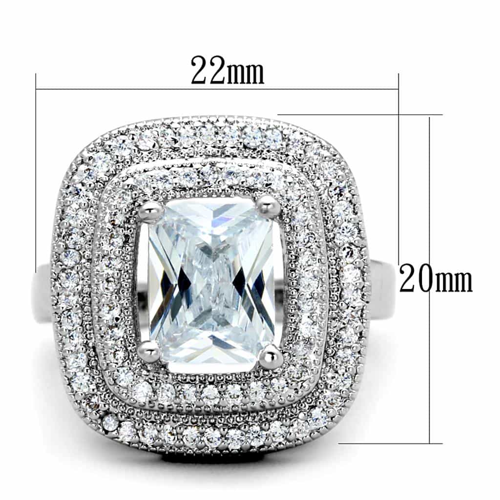 Brass CZ Princess Double Halo Cocktail Ring view 4