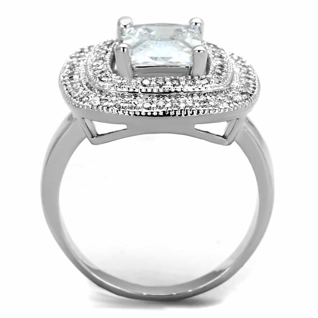 Brass CZ Princess Double Halo Cocktail Ring view 6