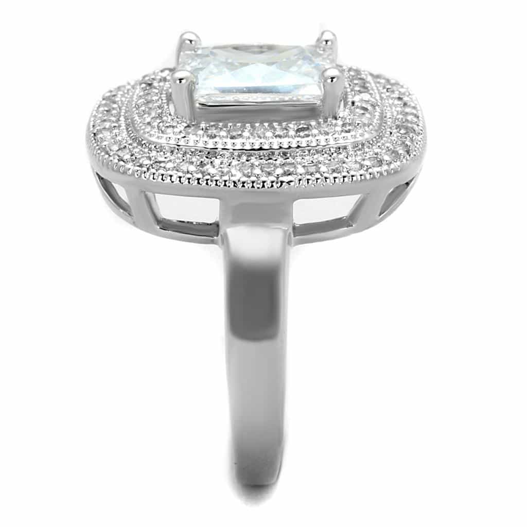 Brass CZ Princess Double Halo Cocktail Ring view 8