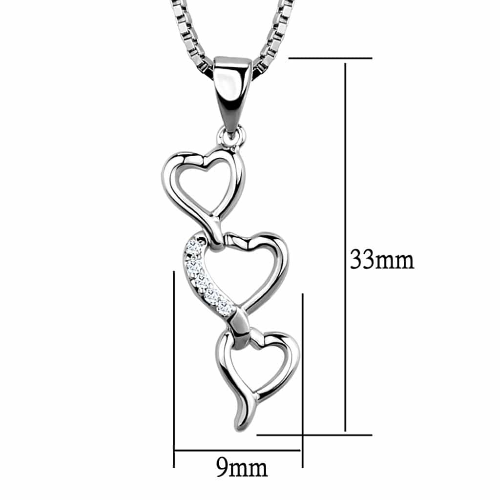 Brass CZ Triple Heart Cascade Pendant view 4