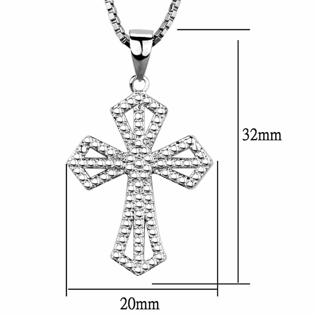 Brass CZ Fleur Cross Pendant view 4