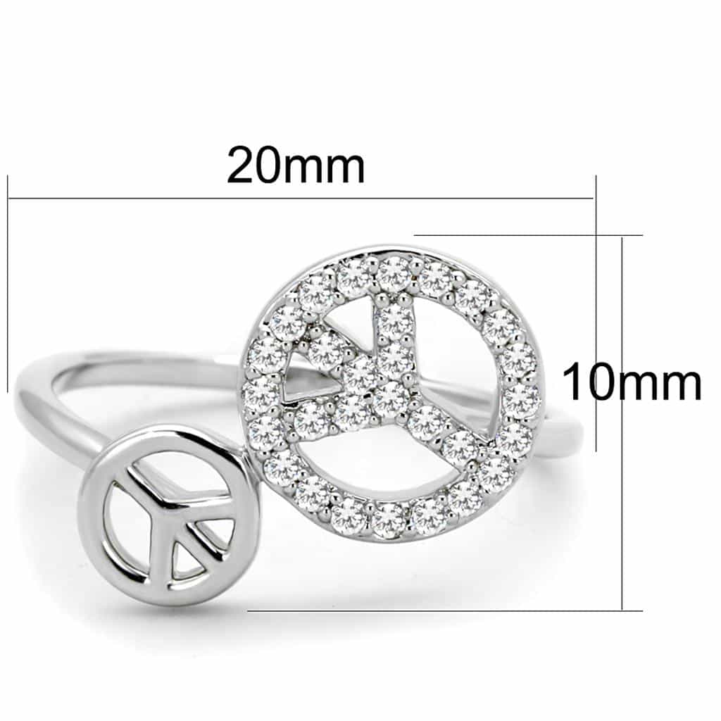 Brass CZ Pave Peace Sign Ring view 4