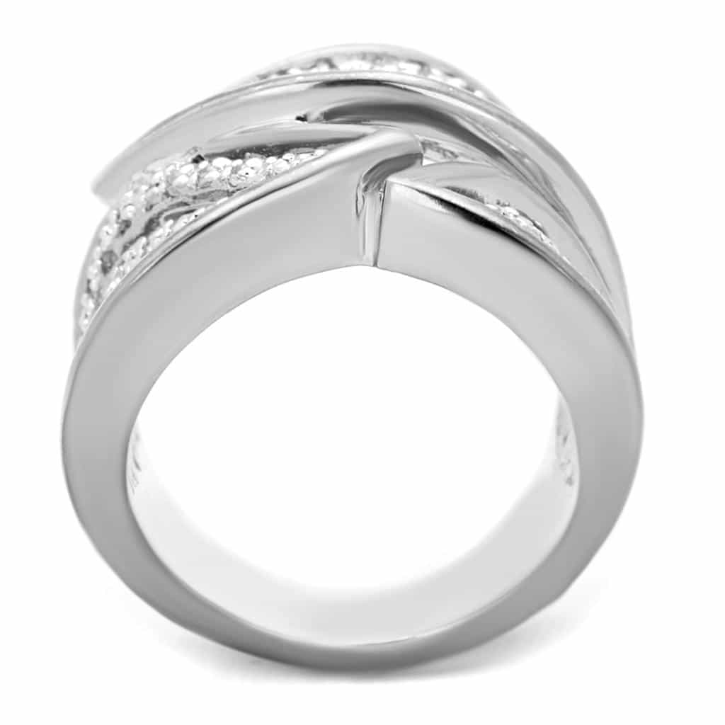 Brass CZ Pave Multi-Row Wing Wide Dome Ring view 4