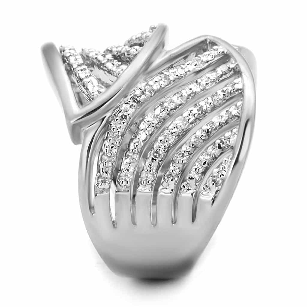 Brass CZ Pave Multi-Row Wing Wide Dome Ring view 6