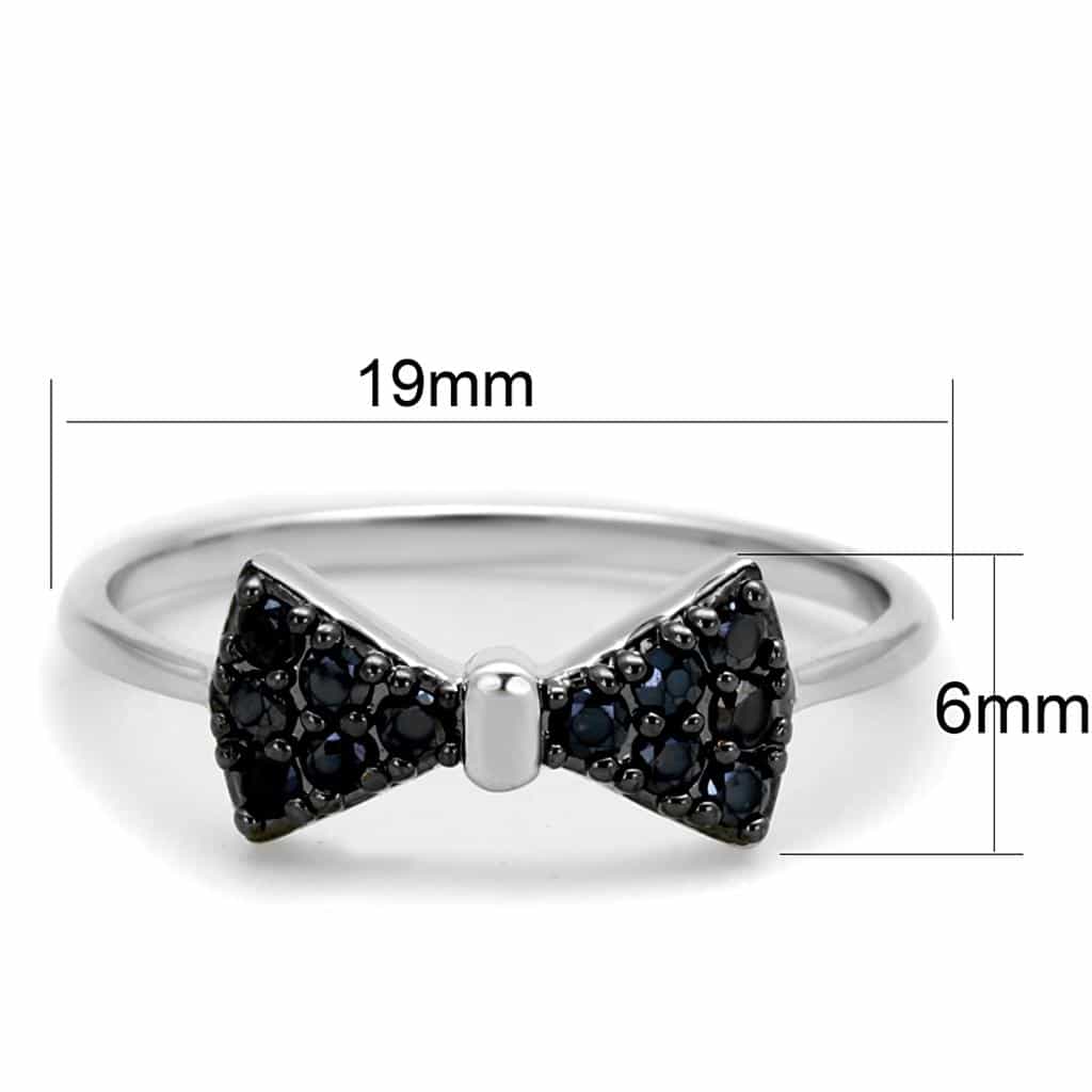 Brass Black CZ Pave Bow Ribbon Ring view 4