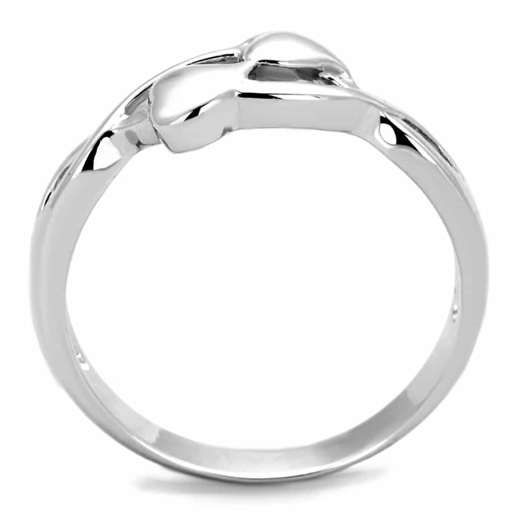 Brass Polished Double Heart Open Bypass Ring view 6