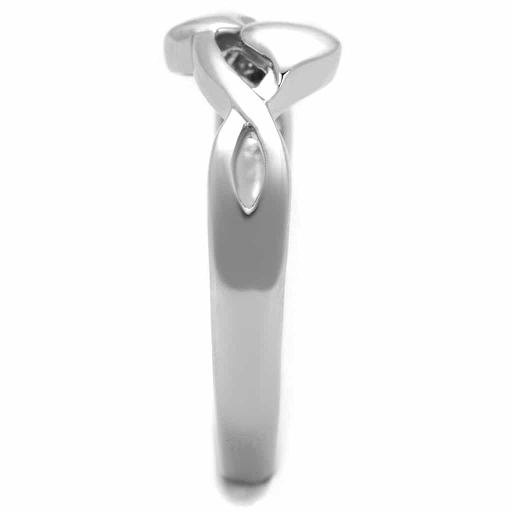 Brass Polished Double Heart Open Bypass Ring view 8