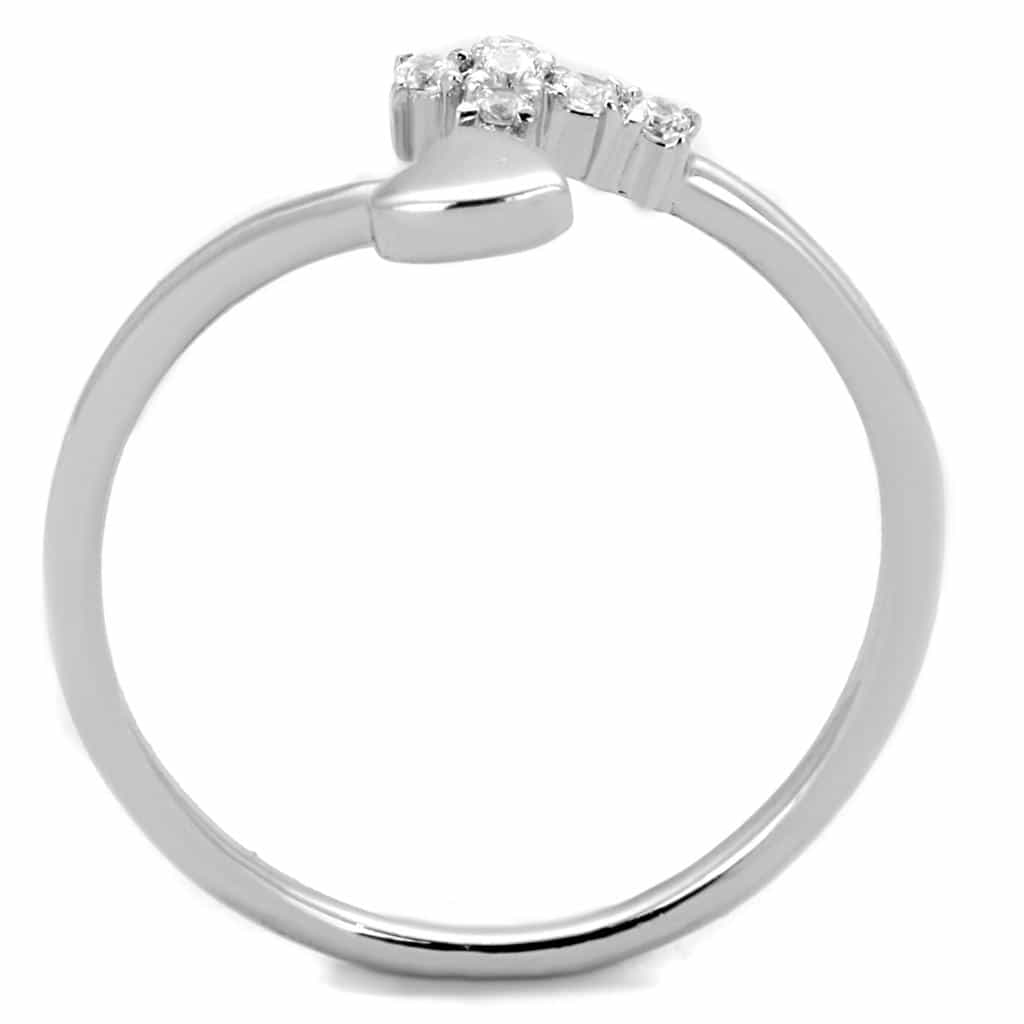 Brass CZ Cross Heart Charm Minimalist Ring view 6
