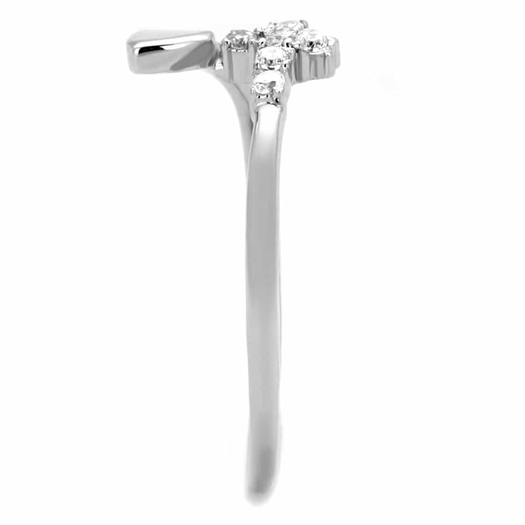 Brass CZ Cross Heart Charm Minimalist Ring view 8