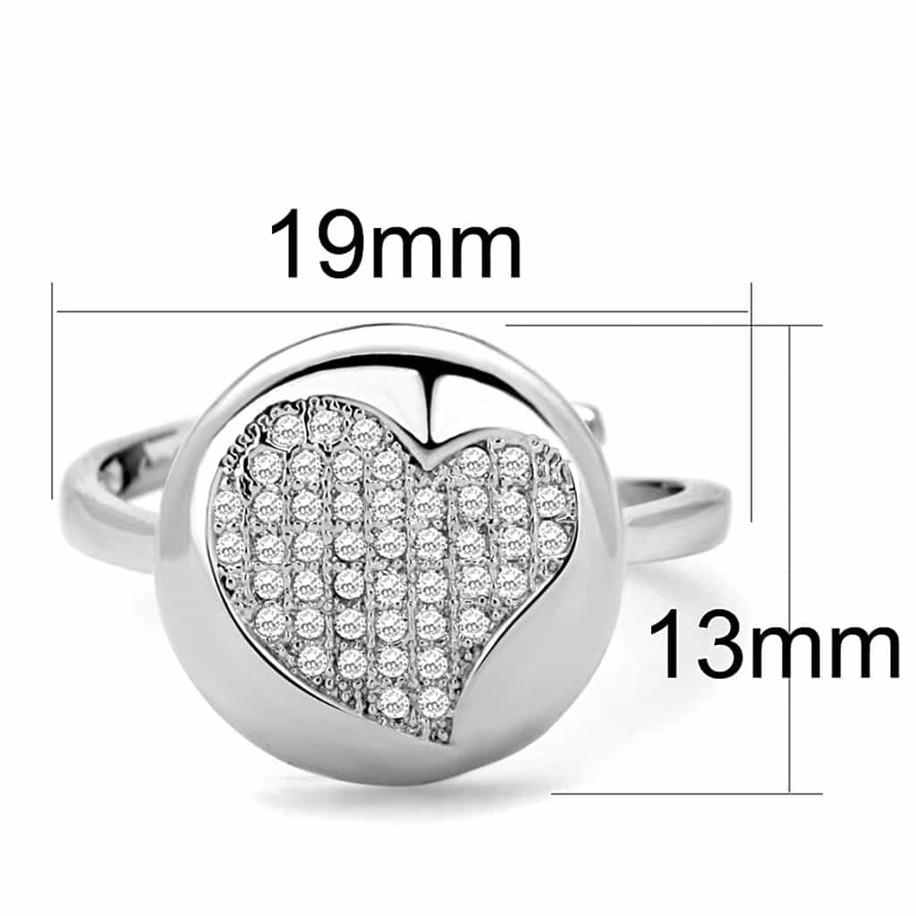 Brass CZ Pave Heart Polished Dome Ring view 4