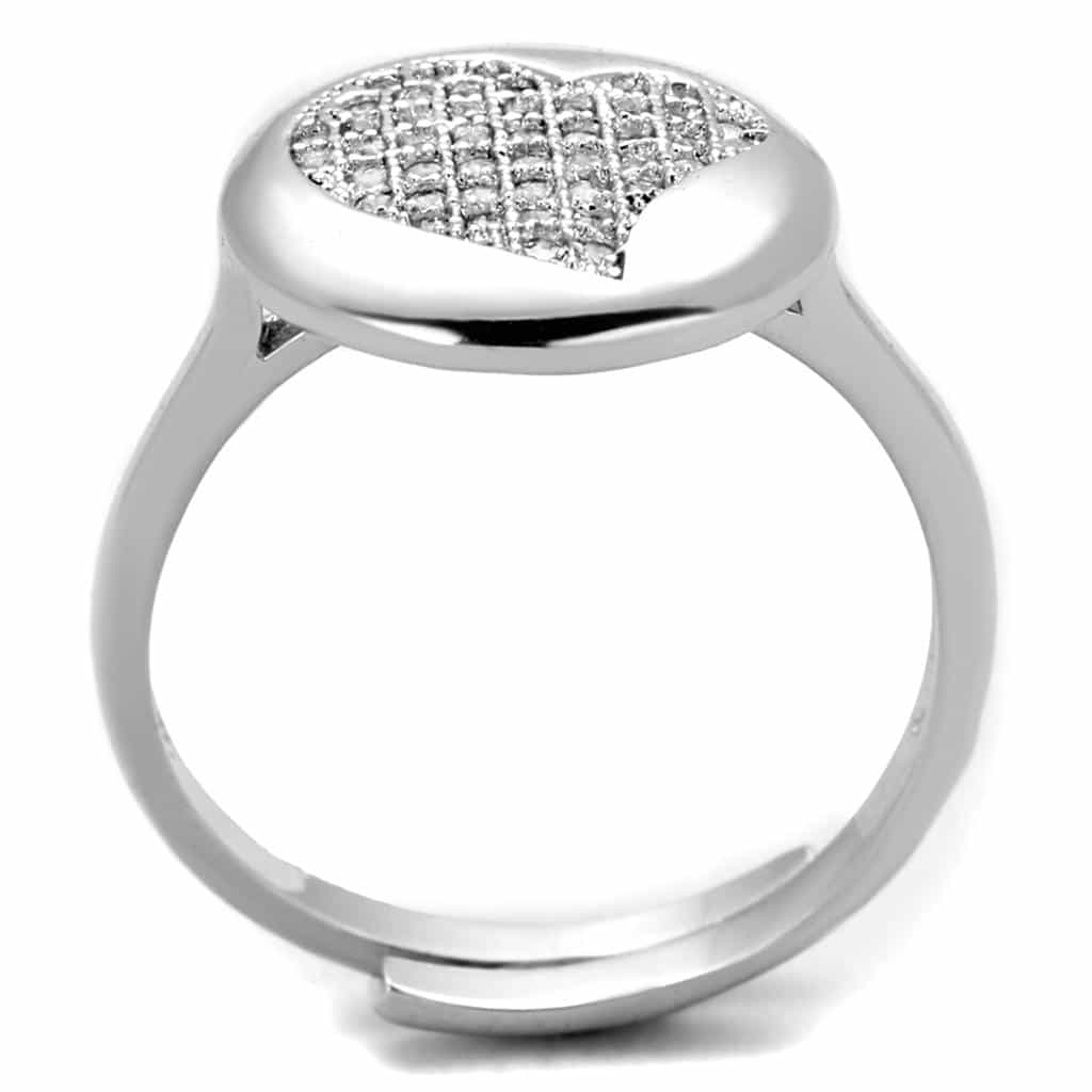 Brass CZ Pave Heart Polished Dome Ring view 6