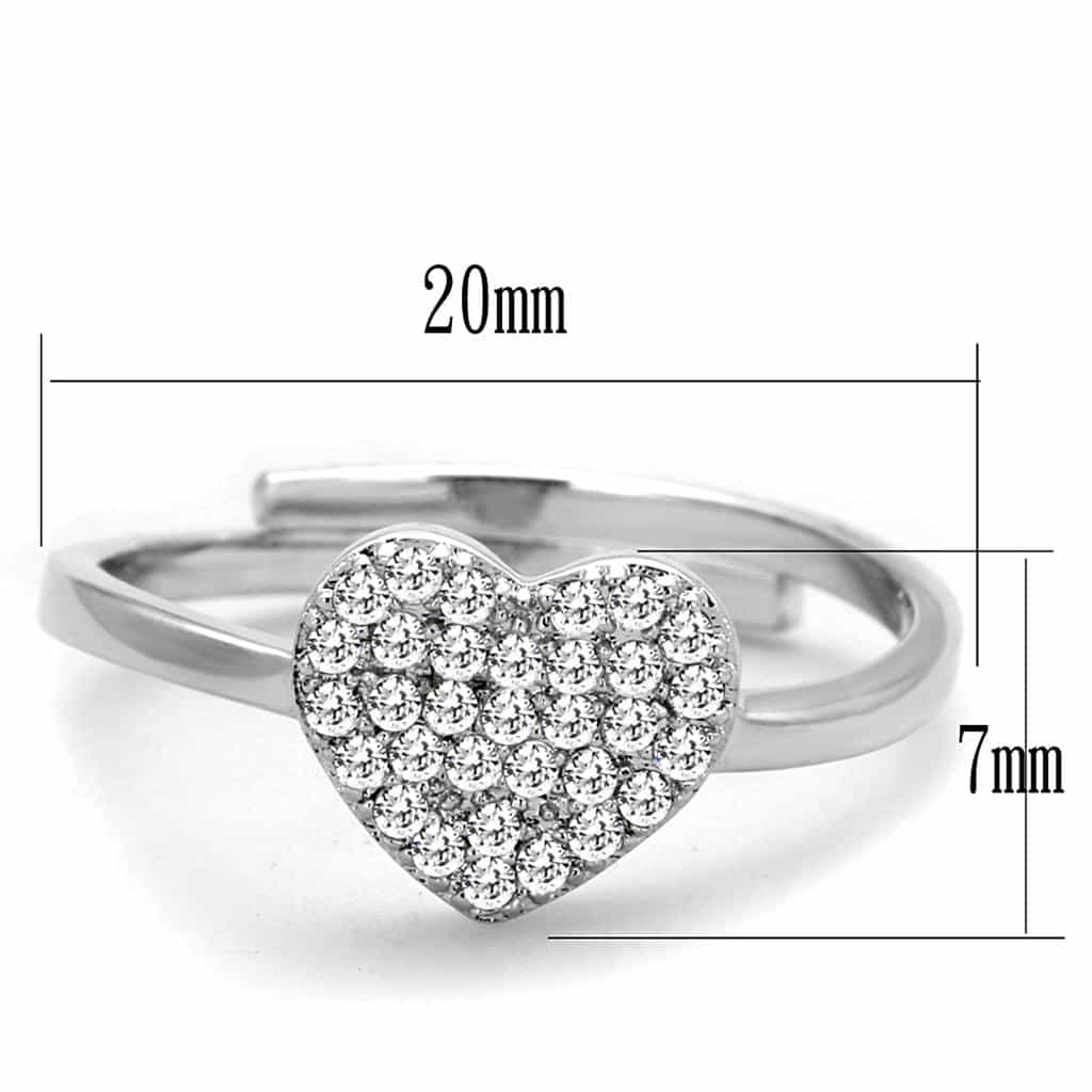 Brass CZ Pave Flat Heart Ring view 4