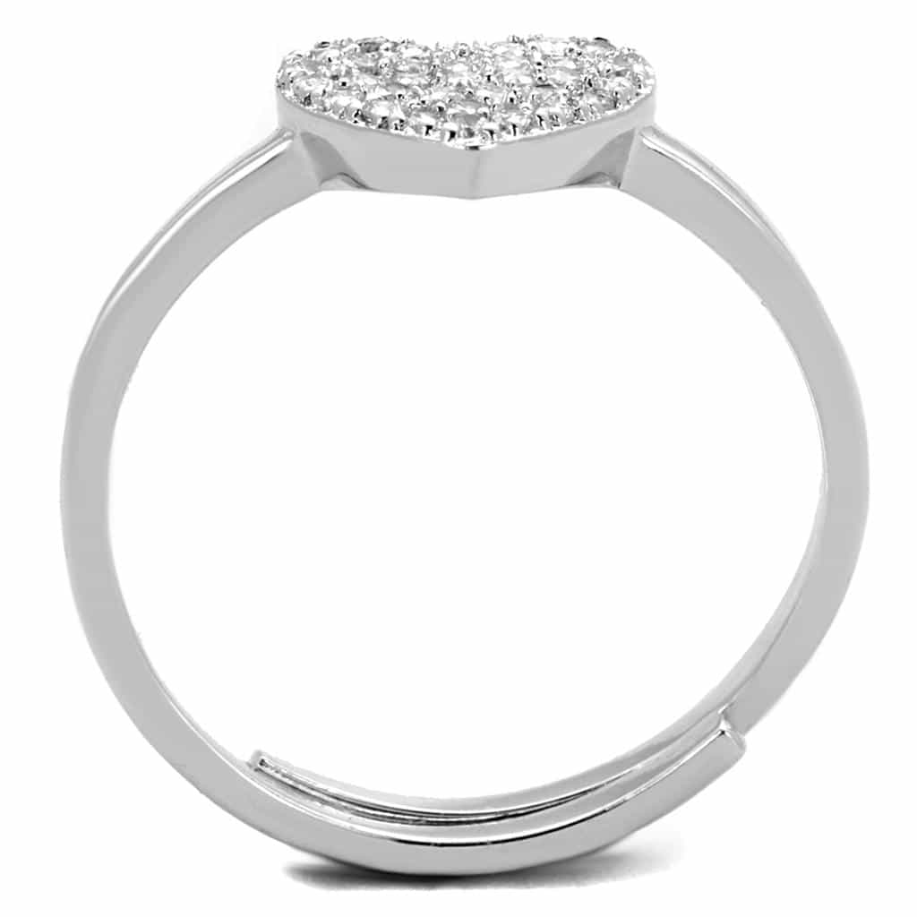 Brass CZ Pave Flat Heart Ring view 6