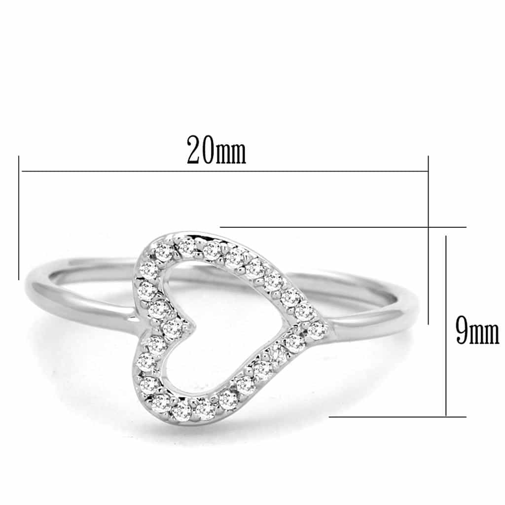 Brass CZ Pave Open Heart Ring view 4