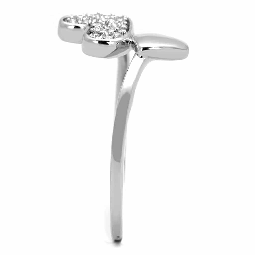 Brass CZ Pave Heart Flat Cocktail Ring view 8